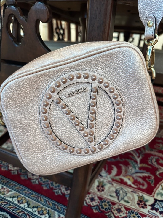 Valentino Handbags - Valentino Blush Leather Studded Crossbody Bag with Gold Hardware